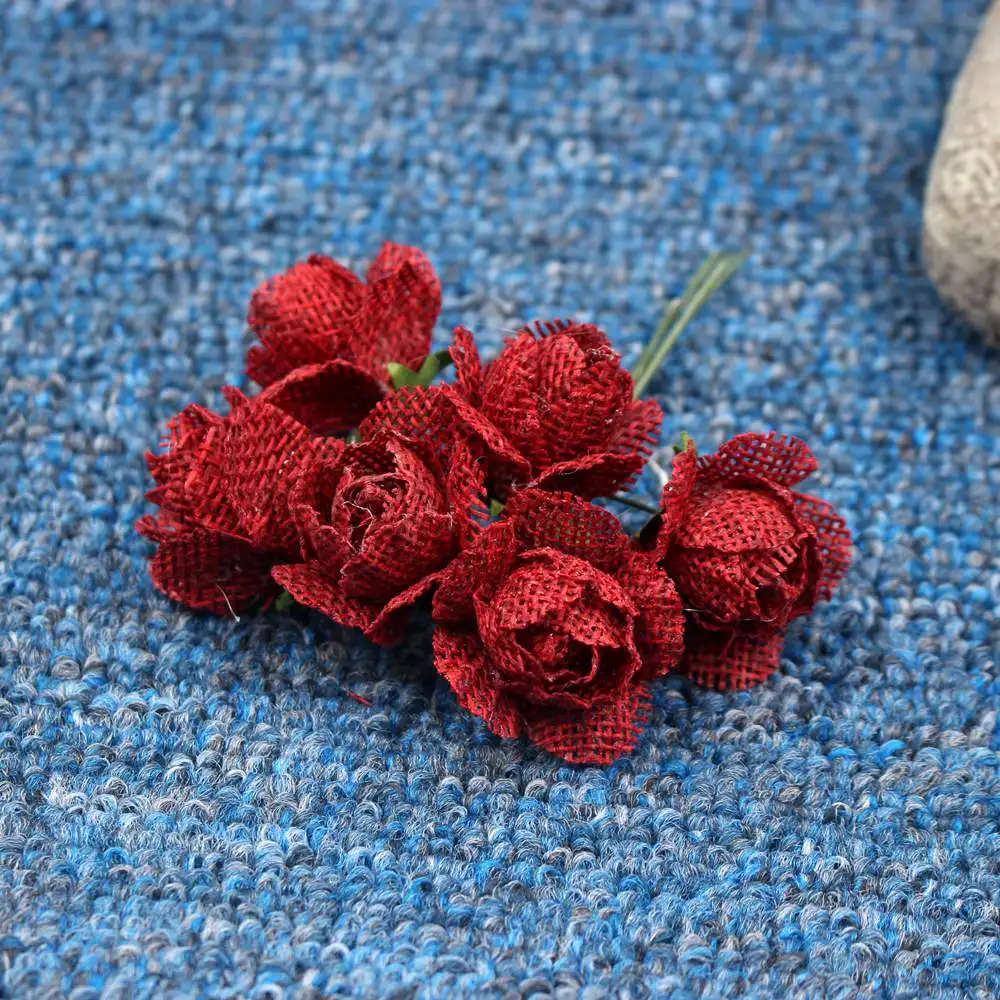 6 шт. сельская Роза из льна 4 см|artificial handmade flowers|flowers forcraft flowers |