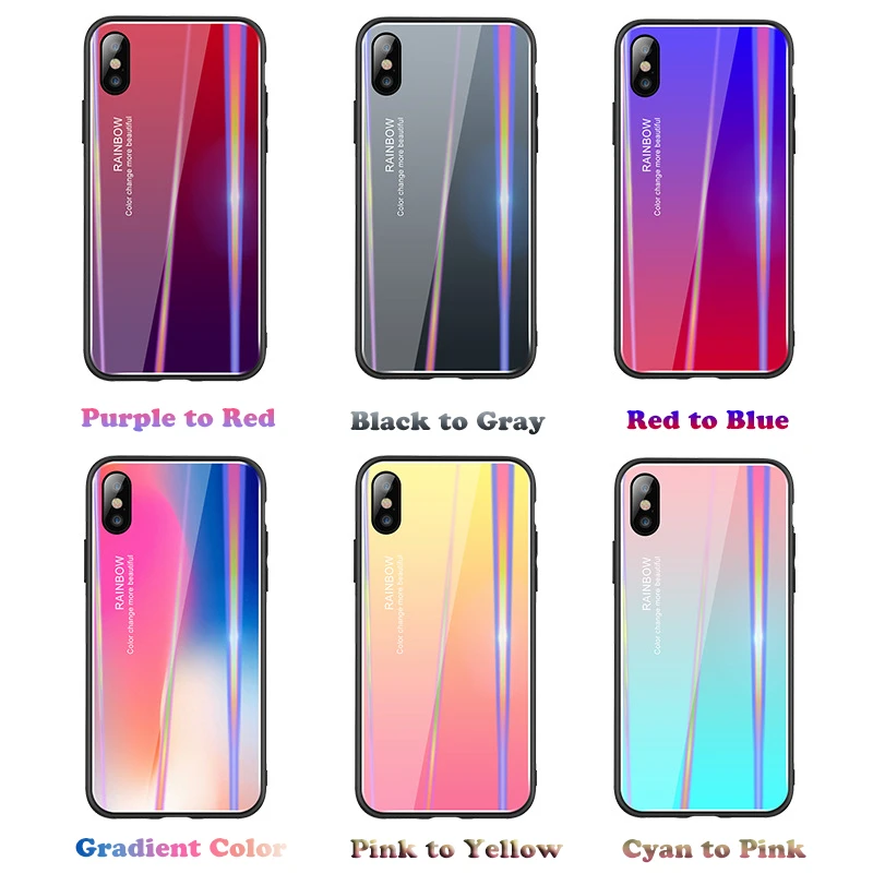 Модный Радужный чехол для Apple iPhone X XS Max XR 8 7 6 Plus цветной из закаленного стекла 6S |