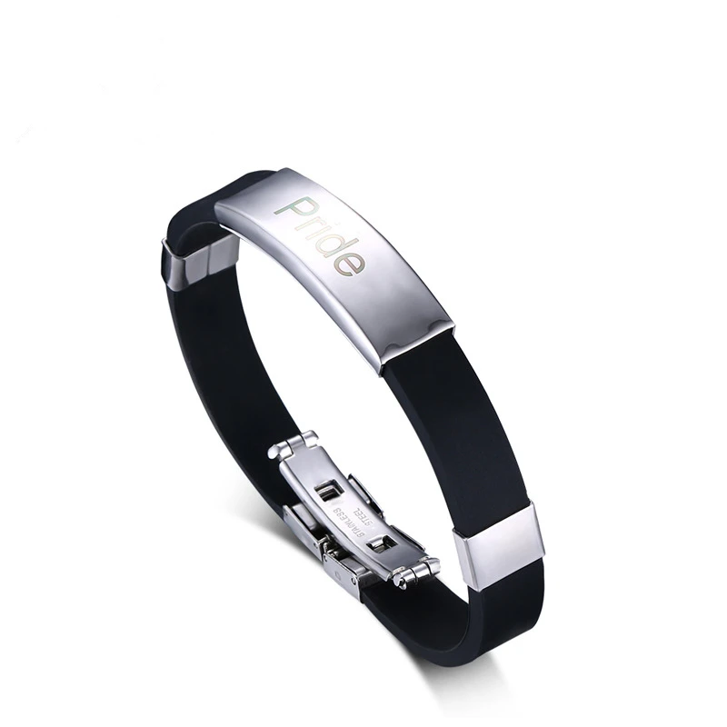 Черный силиконовый браслет из нержавеющей стали для геев ювелирных изделий
