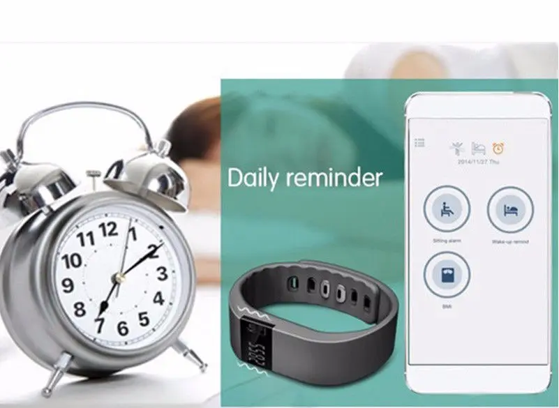 Bluetooth Smart Часы-браслет Поддержка пить напоминание здоровья фитнес-трекер