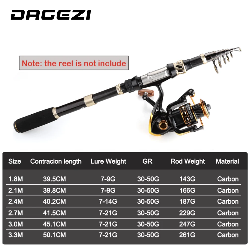 

DAGEZI 99% Carbon Fiber Telescopic handle Fishing Rod superhard Spinning Rod Saltwater Rod ultrashort fishing Rods