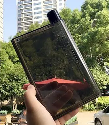 A5 420ML Бутылка A5 бумажная чашка плоская фляга для воды пластиковая Спортивная портативная прозрачная книга портативная панель напитки чайник ноутбук mybottle drinkfles - Цвет: A5 420ML
