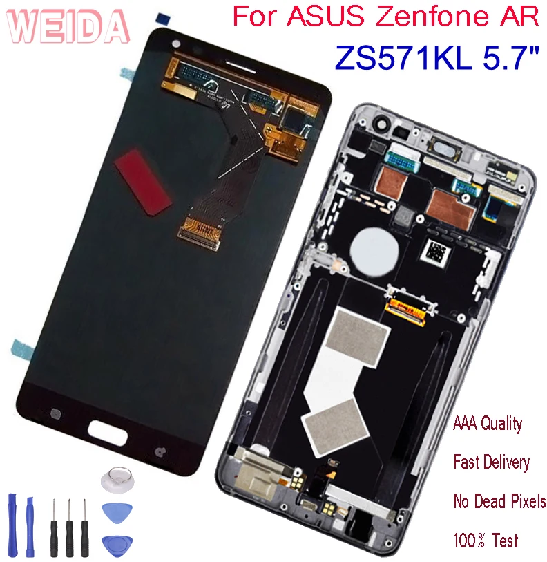 'WEIDA For ASUS Zenfone AR ZS571KL V570KL Original LCD Display Touch Screen Assembly With Frame Replacement Parts Black 5.7'''