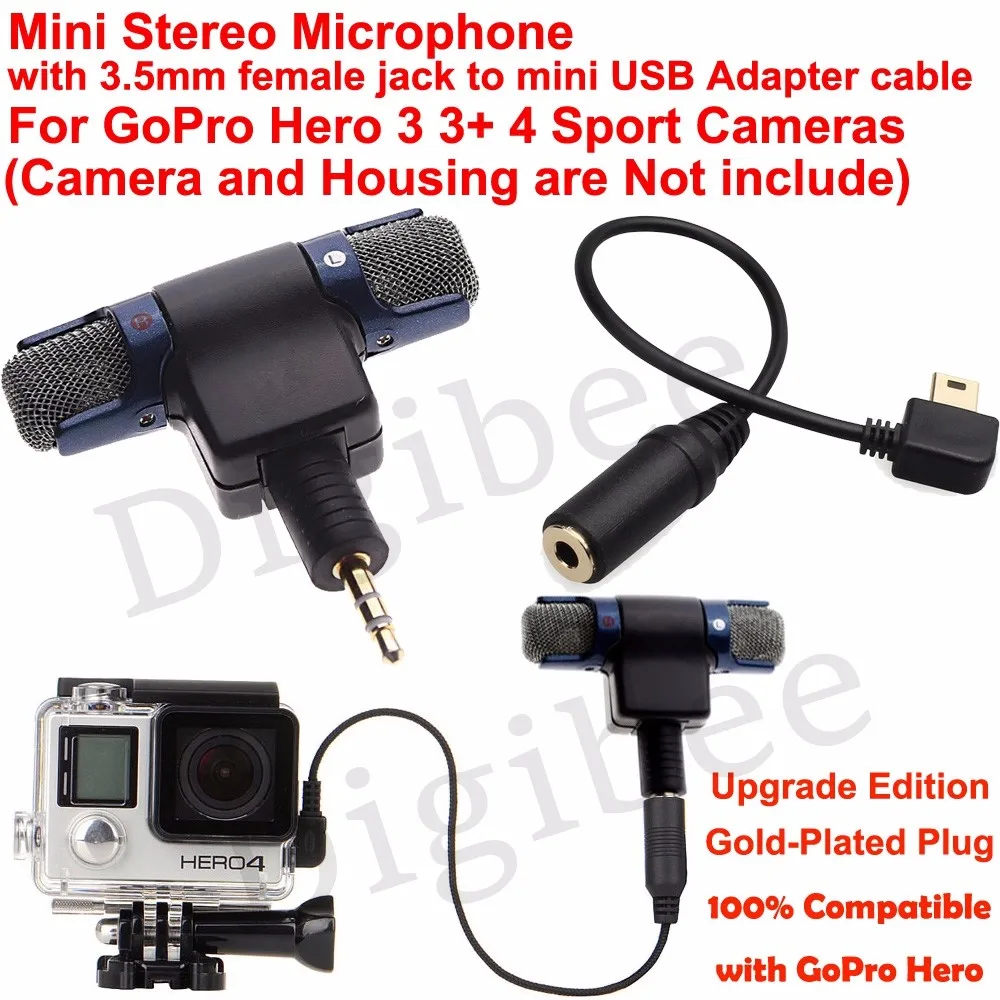 Высококачественный мини внешний стерео микрофон с золотой штекером 3 5 мм на Мини