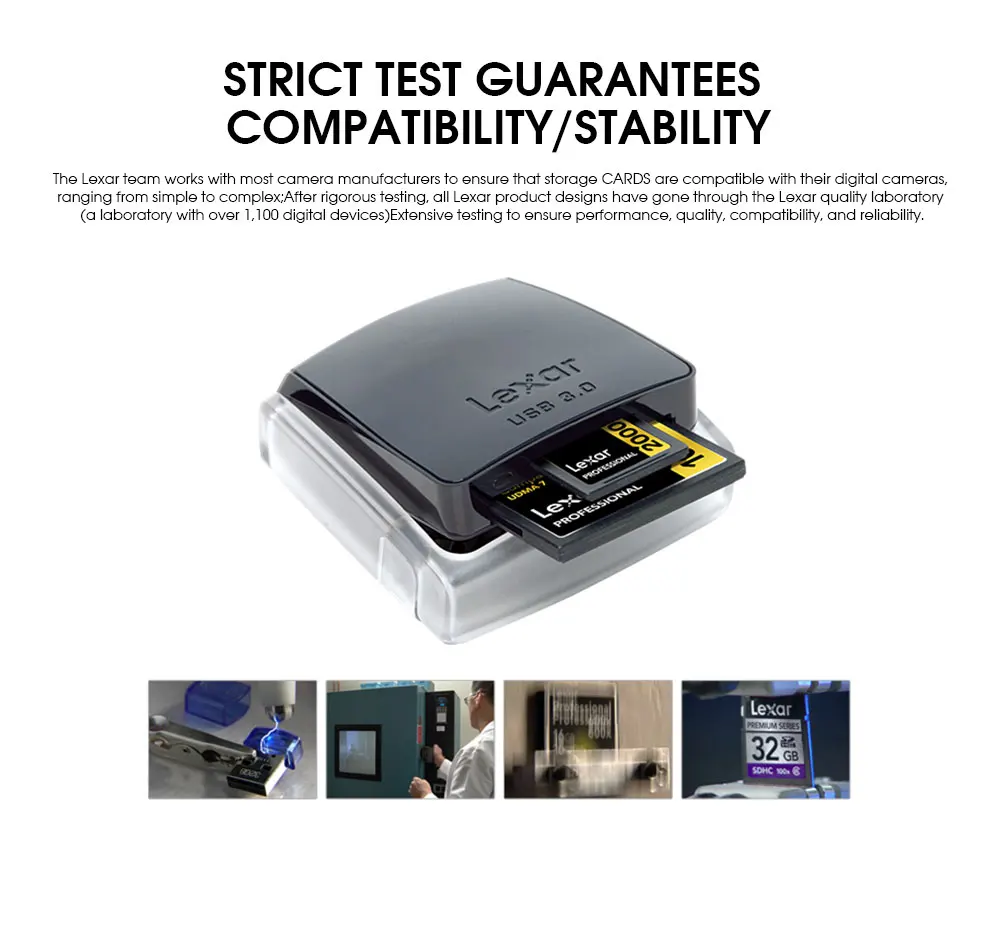 Продвижение Lexar Professional 2 в 1 Высокоскоростной USB 3,0 двухслотовый считыватель для Sd карты/Compact Flash CF считыватель карт памяти
