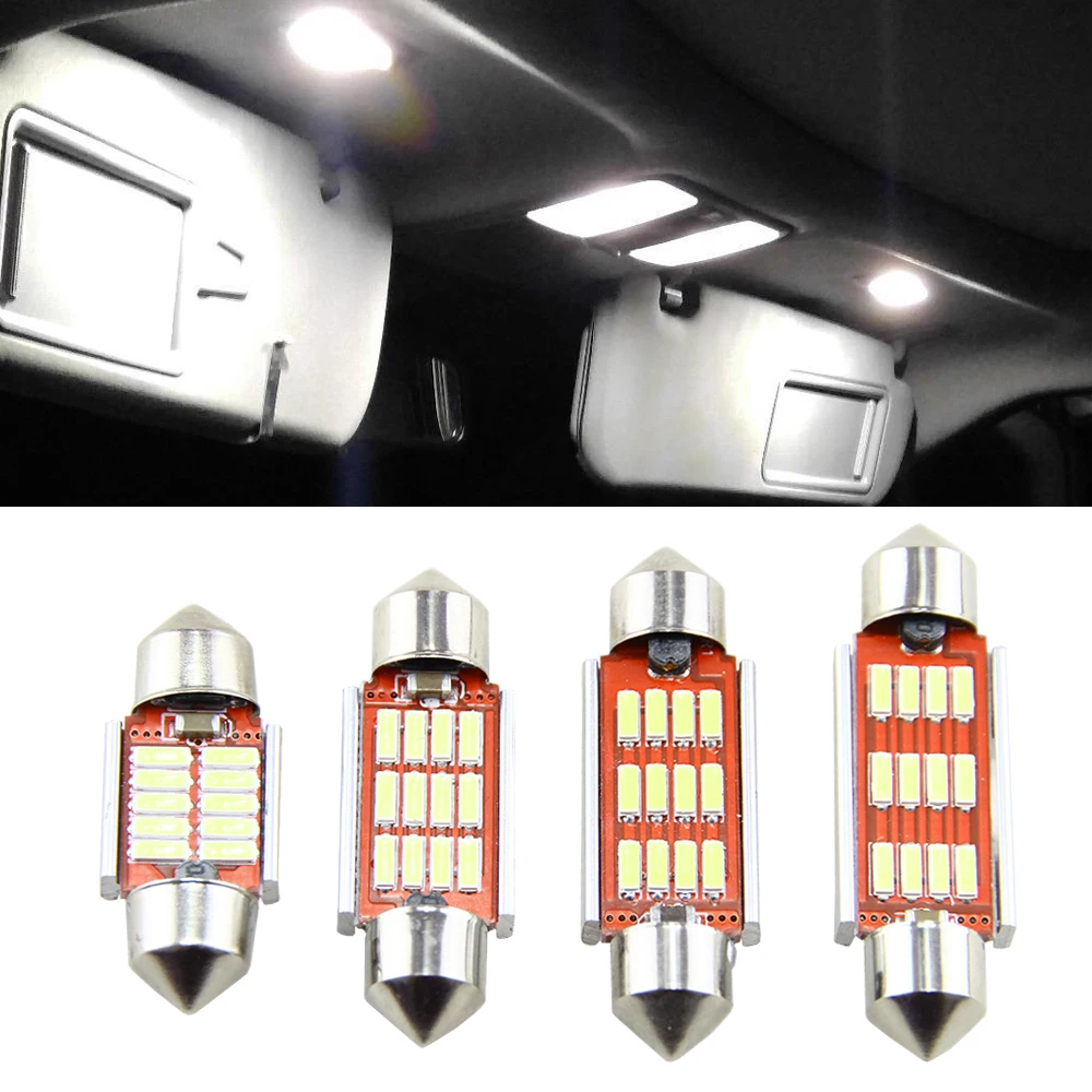 

10PCS White 31mm 36mm 39mm 41mm 42mm Festoon Dome 4014 SMD C5W LED Auto Interior Door Lamp Bulb DC12V Styling Car Light Source