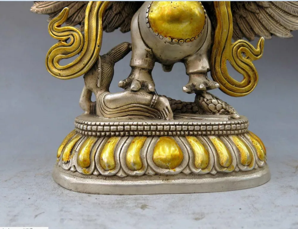 8&quot China hand-made silver gild carved buddhism redpoll buddha sculpture Statue | Дом и сад