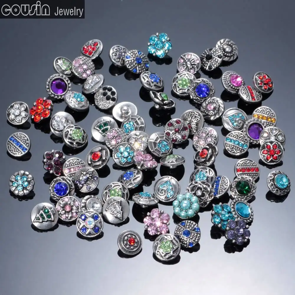 100 шт./лот высококачественные металлические кнопки 12 мм разных стилей