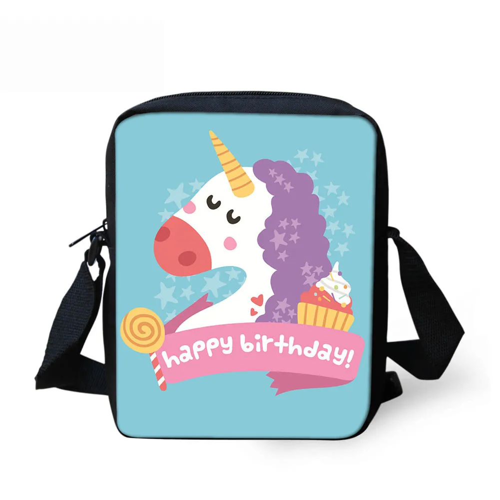 ELVISWORDS аниме единорог печать сумки через плечо для мальчиков и девочек дорожные