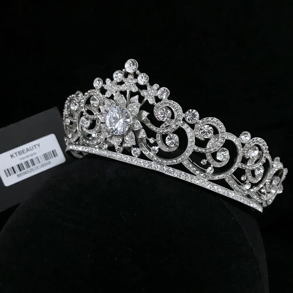 Серебряная винтажная Роскошная циркониевая корона тиара модная повязка для