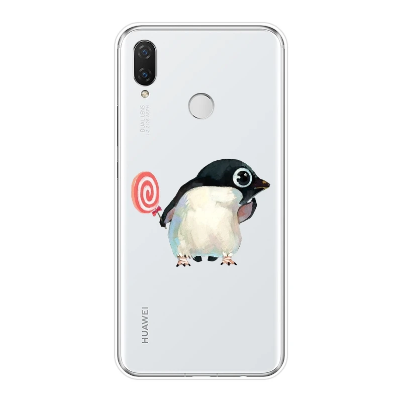 Мягкий силиконовый чехол-накладка с собакой кошкой совой для Huawei Nova Smart Lite 2017 2i 3 3I