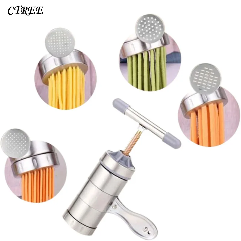 

CTREE 7Pcs/Set New Pressing Handmade Noodles Tool Pasta Maker Machine 5 Head Mold Mouth Kitchen Cooking Baking Pastry Tools C581