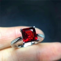 promotion solid 925 sterling silver ring fashion design natural garnet ring for lady silver garnet jewelry for engagement gift