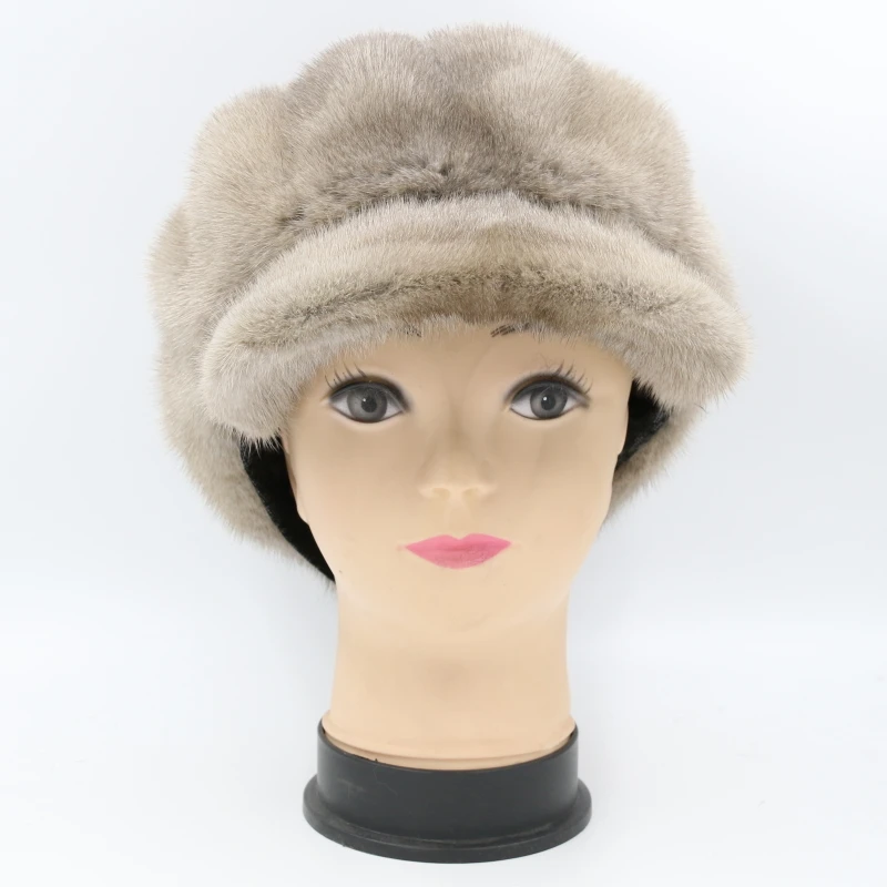 Женские меховые шапки цельные из натурального меха норки с короной роскошные