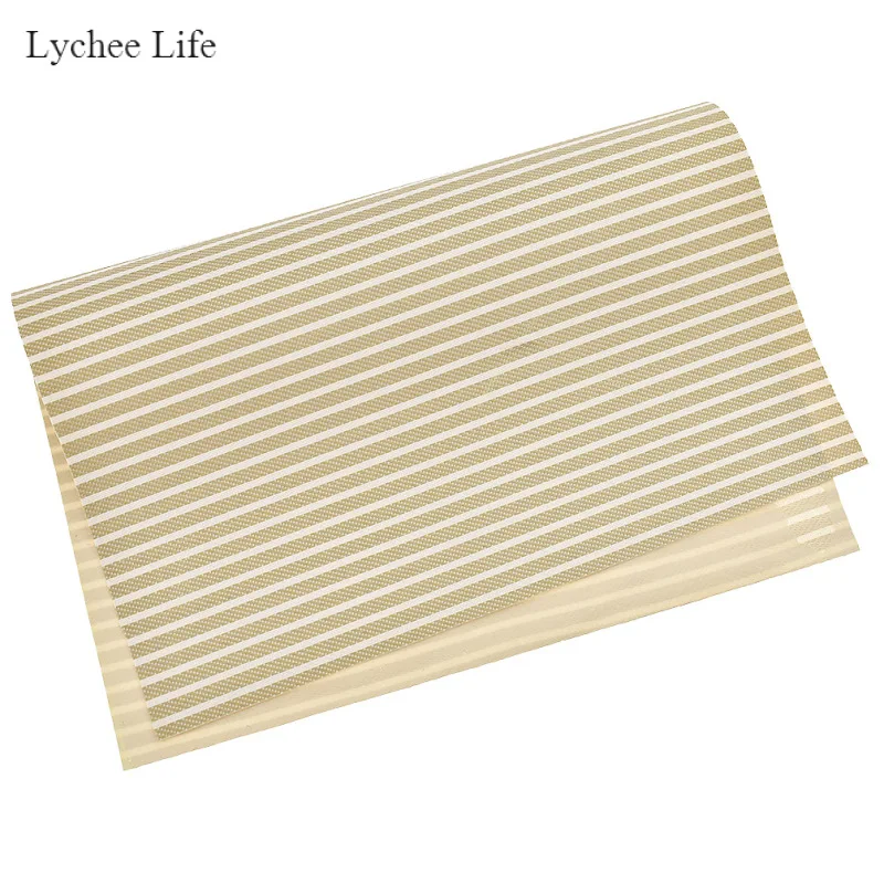 Lychee Life A4 полосатая ткань из искусственной кожи с принтом Сделай Сам Рукоделие