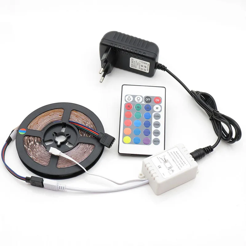 Гибкие светодиодные ленты 12 В rgb 5050 30led/m 10 м 5 Светодиодная лента набор освещения