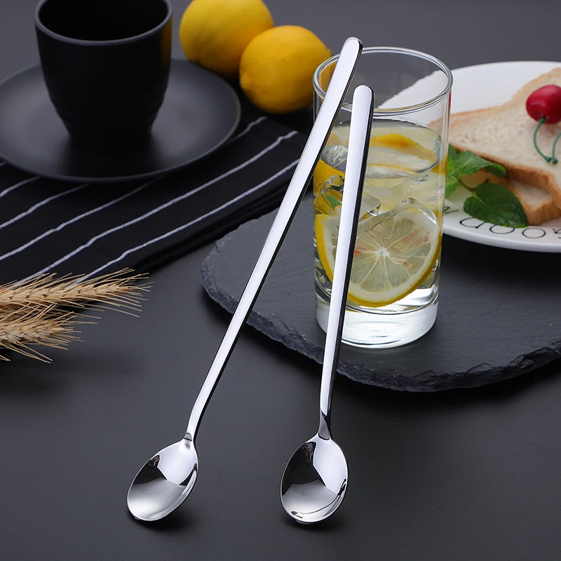 Тусклые полированные Длинные ручки Icespoon красочные нержавеющей стали десерт