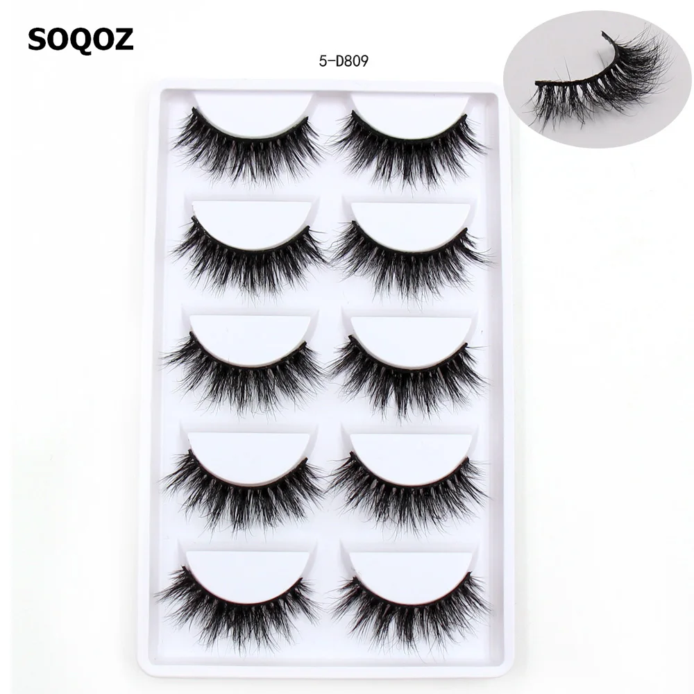 

SOQOZ Eyelashes 3D Mink Eyelashes Luxury Handmade Mink Lashes Natural Long Eye Lashes Fluffy False Lash Eye 5 pairs D809 cosmeti