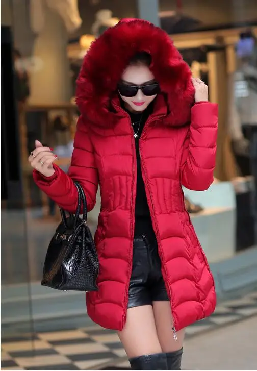 

New 2019 Jacket Women Winter Coat Thicken Slim Female faux Fur Collar Long Coat Women Parka Winter puffer Coat big size L-4XL