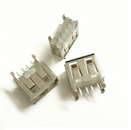 500Pcs/lot A Type Flat Angle (180 Degree) Female USB PCB Connector Socket Jack Plug usb 2.0 jack | Мобильные телефоны и