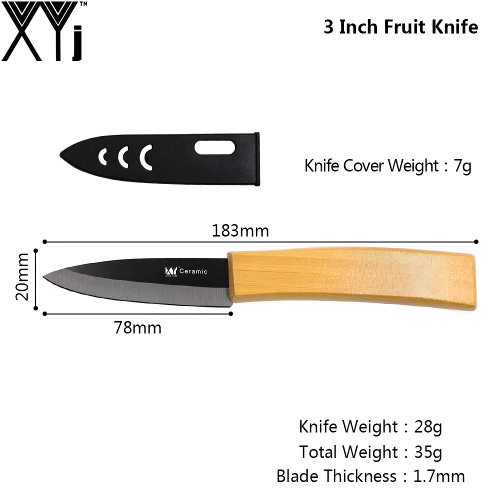 XYj Brand Kitchen Knife Set 3 Inch 4 5 Bamboo Handle Black Blade Ceramic &amp 6&quot Bread Peeler+Holder | Дом и сад