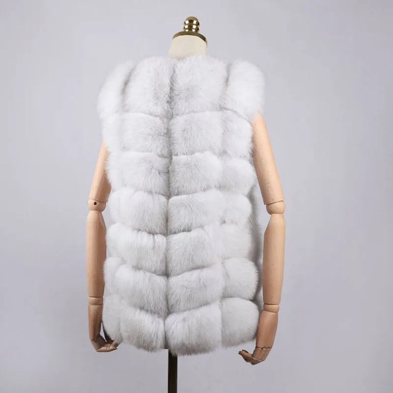 2021 Новая мода натуральный Лисий Мех Длинный жилет натуральным лисьим мехом лисы