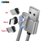 Gusima L-Line Магнитный зарядный кабель, 90 градусов светодиодный кабель для iPhone X 8 7 6 Plus и Micro USB кабель и USB Type-C USB C кабель