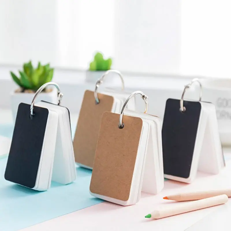 Simple DIY Index Cardboard Cover Blank Paper Card Memo Pad Bookmark Binder Rings School Office Supply | Канцтовары для офиса и