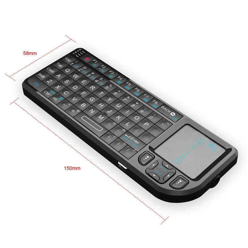 Rii mini k01 2.4G Беспроводная клавиатура с подсвечивающимся тачпадом и лазерной