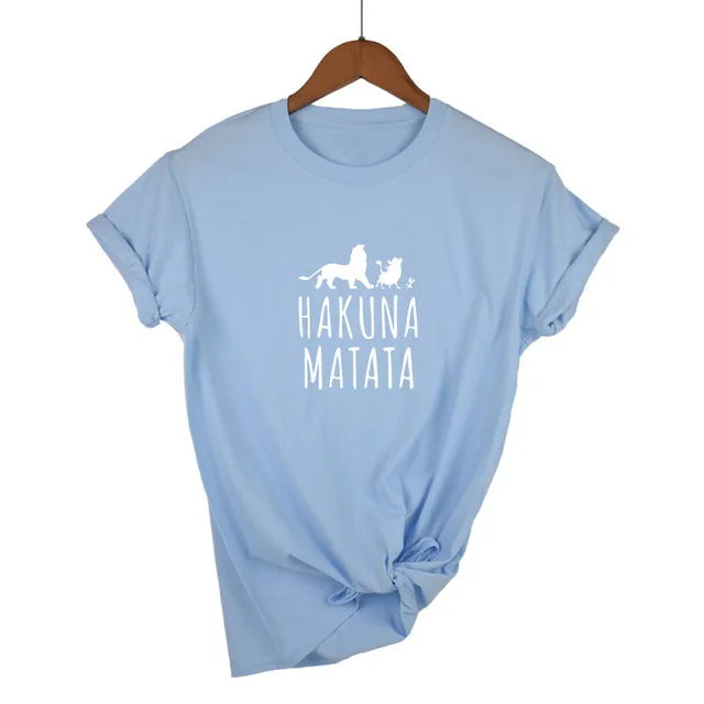 Light Blue-W Hakuna Matata футболка с буквенным принтом Homme Летняя женская футболка с коротким рукавом размера плюс Женский Повседневный Топ из хлопка - Цвет: Light Blue-W