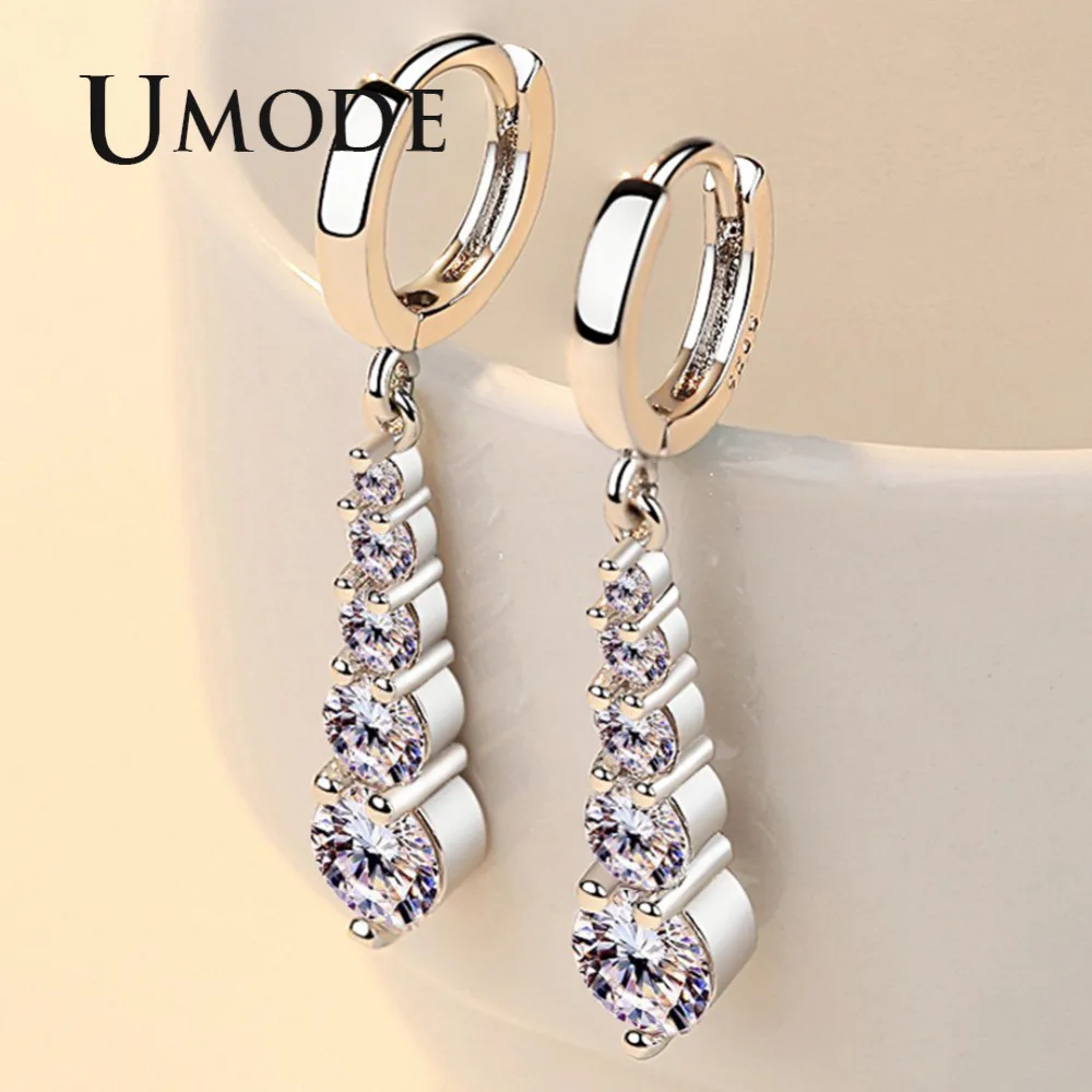 Женские серьги подвески с фианитами UMODE новые модные ювелирные изделия