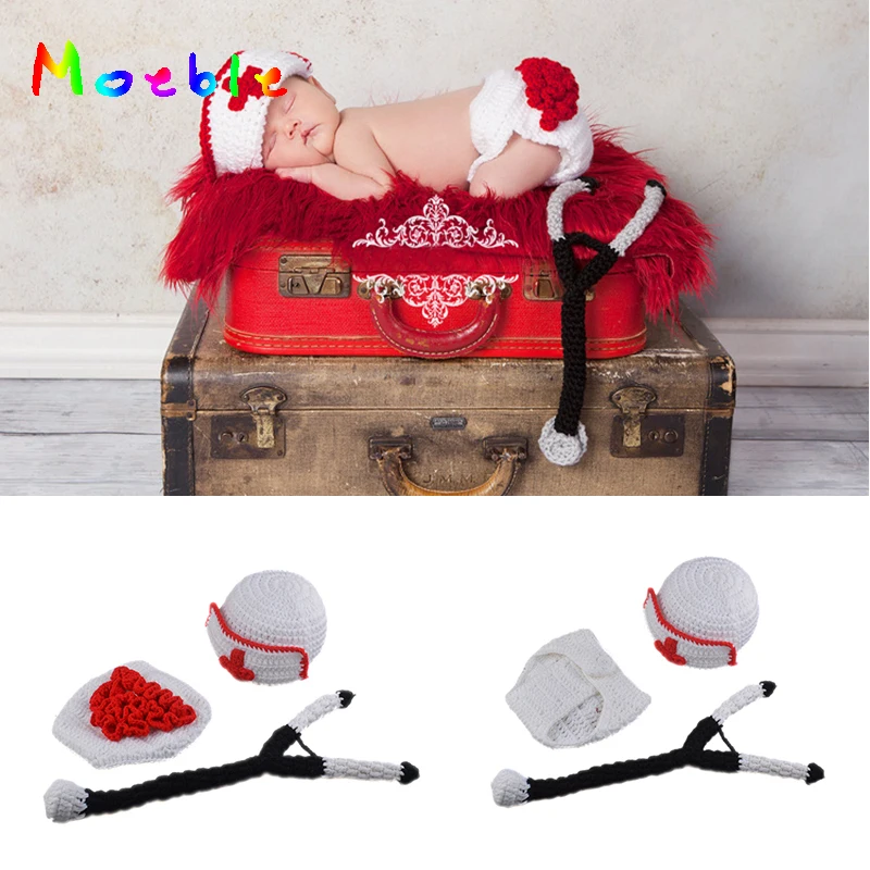 

White Color Newborn Baby Girls Crochet Nurse Costume With Stethoscope Photo Photography Props Infant Baby Coming Home Outfit