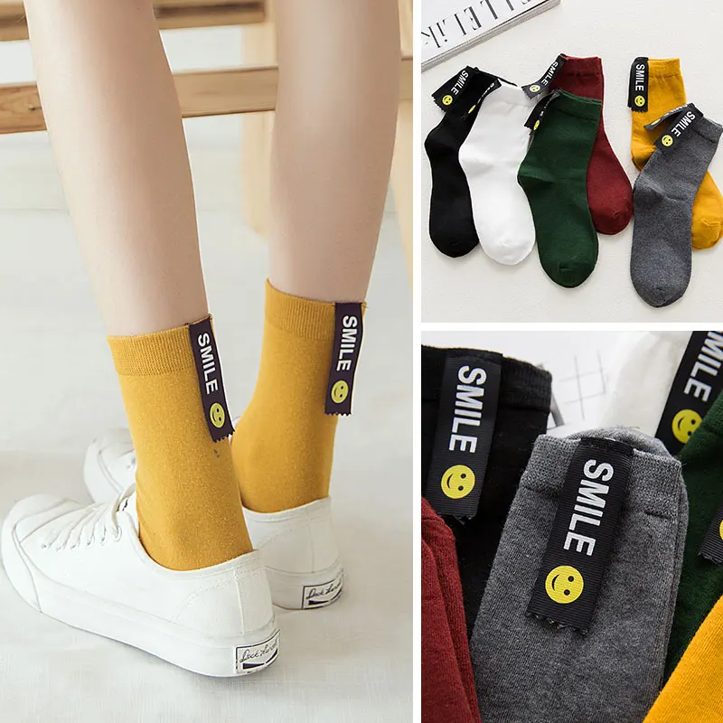 Хлопковые носки для пар с надписью и на тему смайликов|socks cotton|couple sockssox for women |