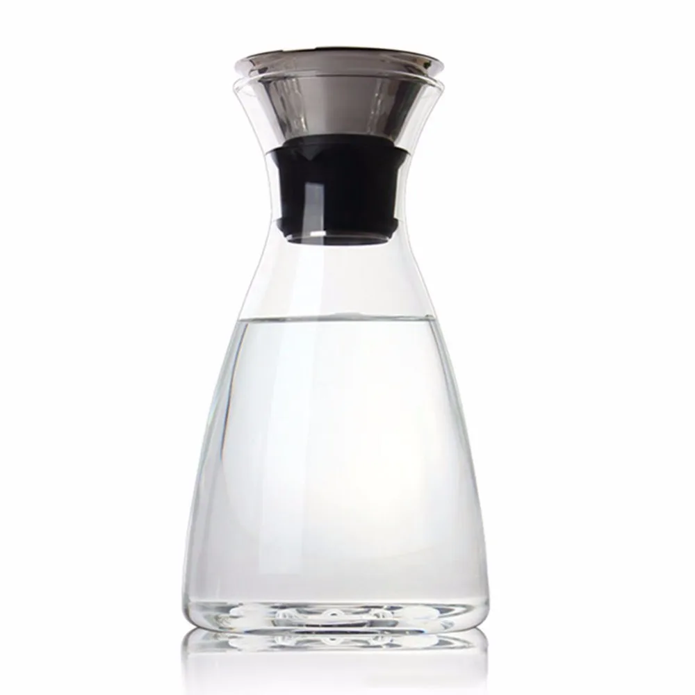 Стеклянный графин с силиконовой откидной крышкой из нержавеющей стали кувшин