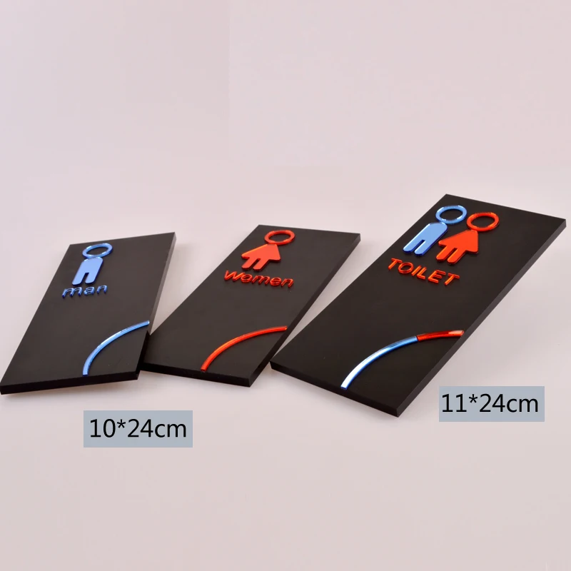 

Door Sign Plate Indicator for Toilet Rest Room Washroom Quality Acrylic Creative Design Women Man 3D 10X24CM Customized