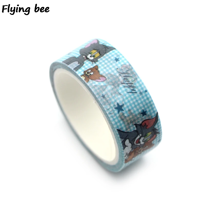 Flyingbee 15 мм X 5 м Бумага васи клейкая лента мультфильм кошка и мышь клейкая лента DIY Скрапбукинг наклейка этикетка маскирующая лента X0324