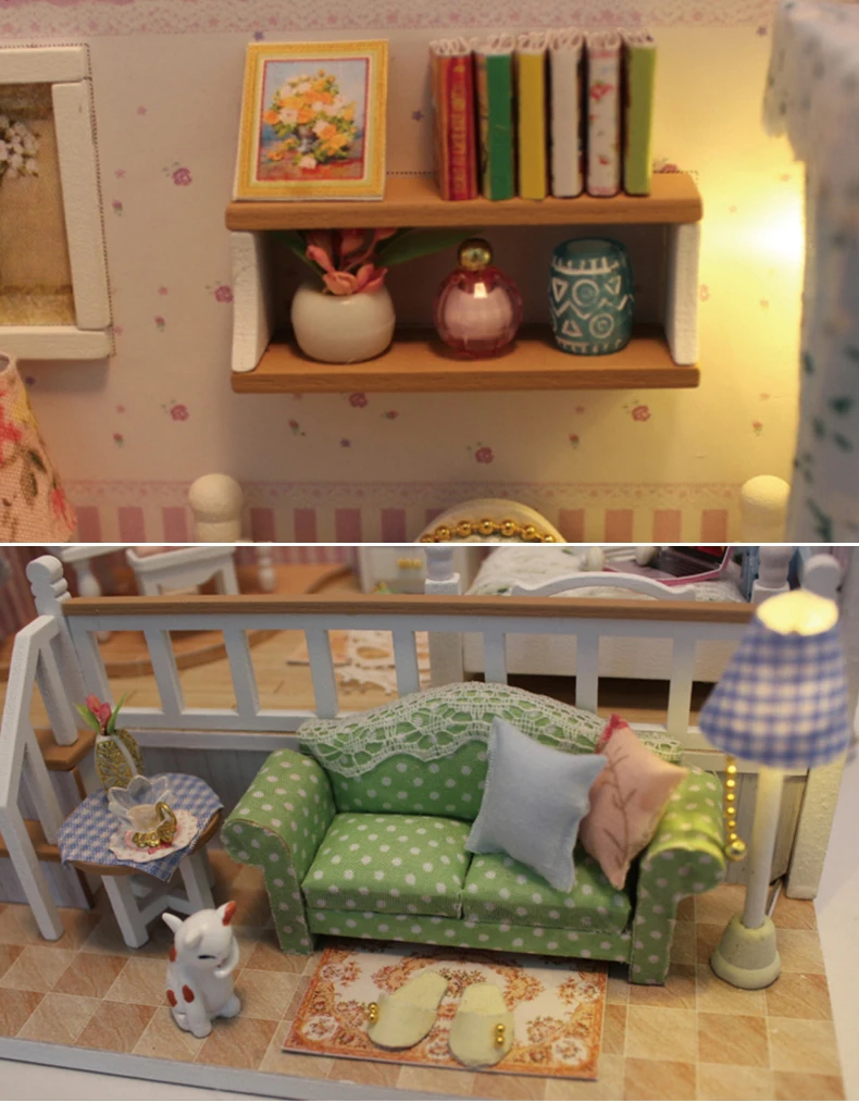 Cutebee DIY миниатюрный дом с мебели светодиодный музыкальный пылезащитный чехол модель строительные блоки игрушки для детей Casa De Boneca