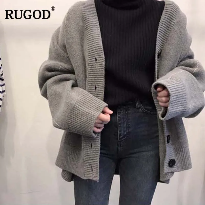 Женский трикотажный кардиган RUGOD плотный свитер с открытым стежком женский