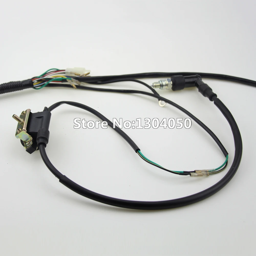Full Kick Electric Start Engine Wiring Harness Loom Coil C7HSA SPARK PLUG 50 70 90 110 125cc Quad Pit Dirt Bike ATV Dune Buggy | Автомобили