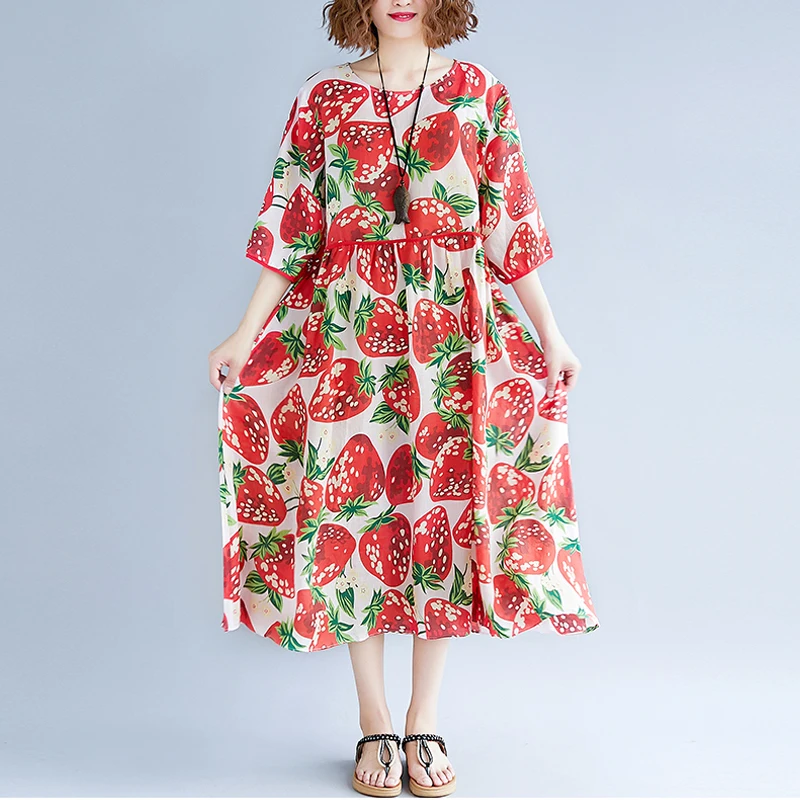 Фото Бонни thea 2018 для женщин Большие размеры Повседневное свободное платье с принтом