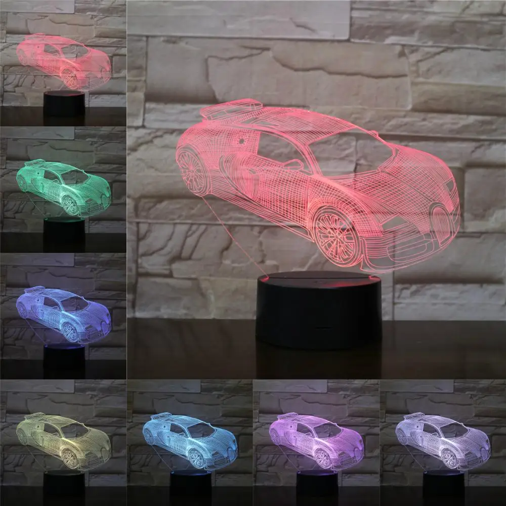 Новинка 2019 3D светильник настольная лампа Luminaria крутой гоночный автомобиль