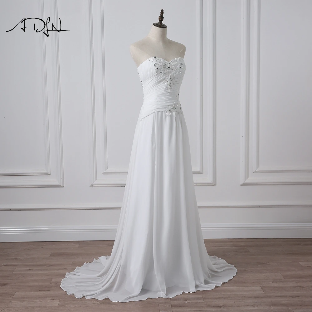 Женское шифоновое платье ADLN белое пляжное свадебное без рукавов дешевое с