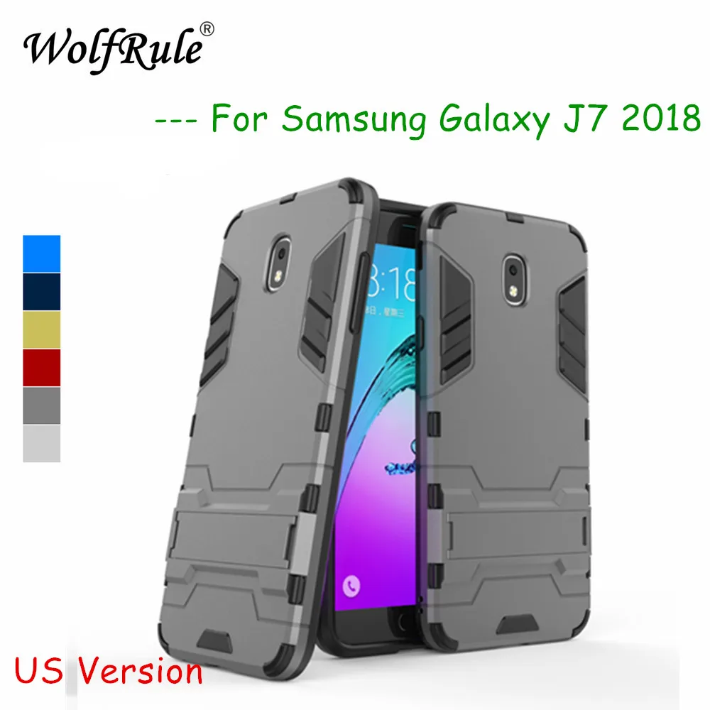 

WolfRule For Case Samsung Galaxy J7 2018 Cover Rubber + Hard Plastic Kickstand Back Case For Samsung Galaxy J7 2018 Fundas
