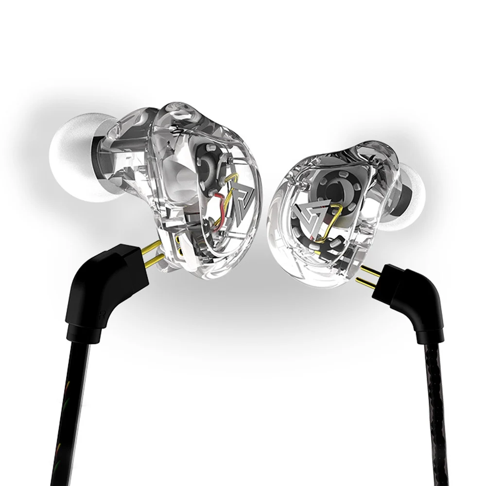 QKZ VK1 наушники HIFI с микрофоном висит уха бег коаксиальный четыре блока сабвуфер