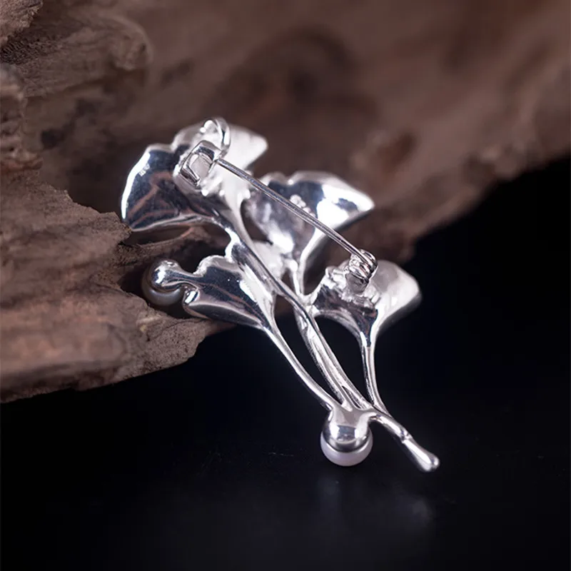 Женская брошь из серебра 100% пробы с натуральным жемчугом|Украшения для волос