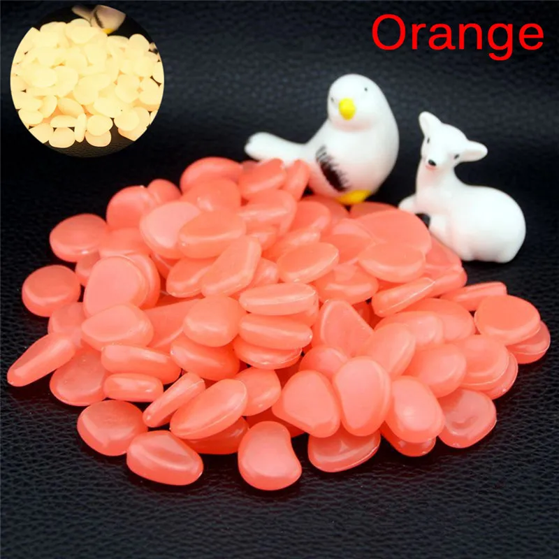 Orange 10 шт./партия садовые украшения камень светится в темноте Сад светящиеся гальки камни для дорожек оформление аквариума - Цвет: Orange