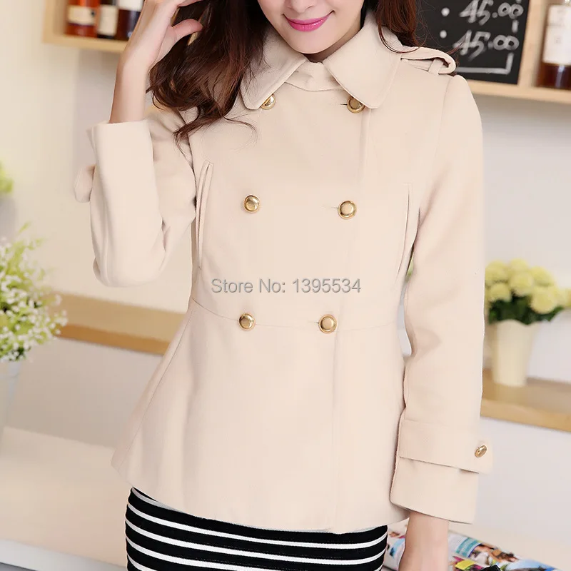 Fashion 2014 autumn Winter Coat Woemn Female Warm Long Sleeve Woollen Overcoat Trench Wool Coats 4369#NEW |
