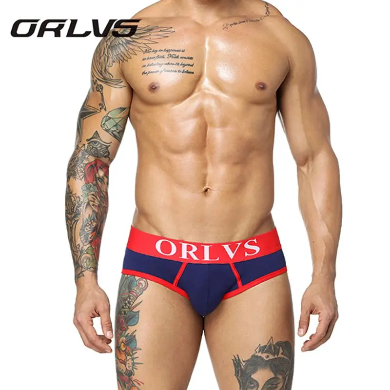ORLVS Brand 1 Piece/lot Men Underwear Shorts Cotton Briefs Sexy Panties 5 Colors Underpants Slip Pouch OR106 |