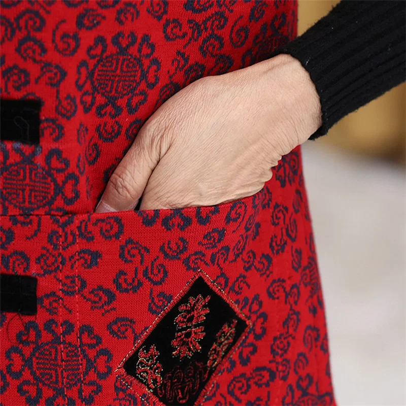 

5XL Plus Size Middle-aged Women's Sleeveless Jacket Fashion Printed Warm Female Vest Mom's Waistcoat Grandmother Vests YF358