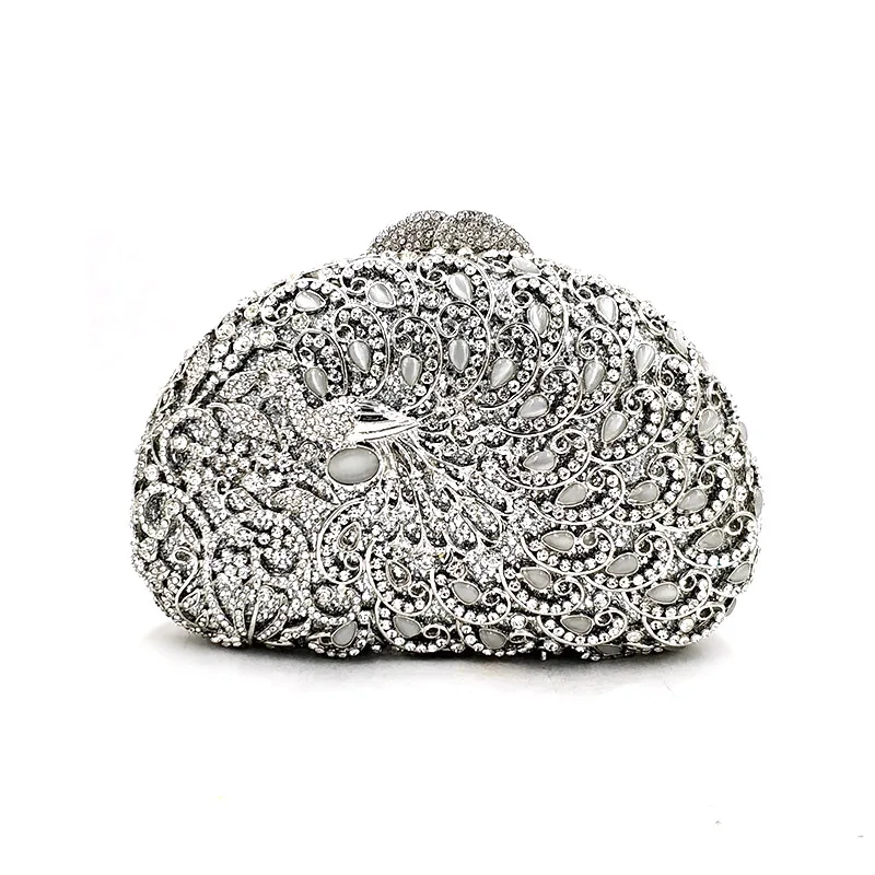 African Bridal wedding party women evening bag diamonds luxury animal peacock gem crystal clutches elegant opal purses | Багаж и сумки